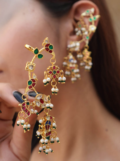 Jhankar Multicolored Kundan Earcuff  Earrings
