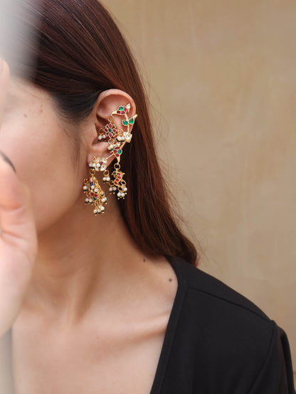 Jhankar Multicolored Kundan Earcuff  Earrings