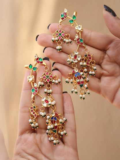 Jhankar Multicolored Kundan Earcuff  Earrings