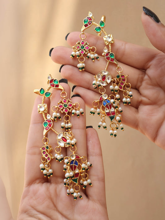 Jhankar Multicolored Kundan Earcuff  Earrings