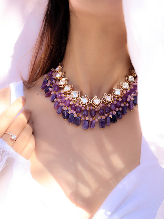 Zuri Purple Polki Choker Necklace