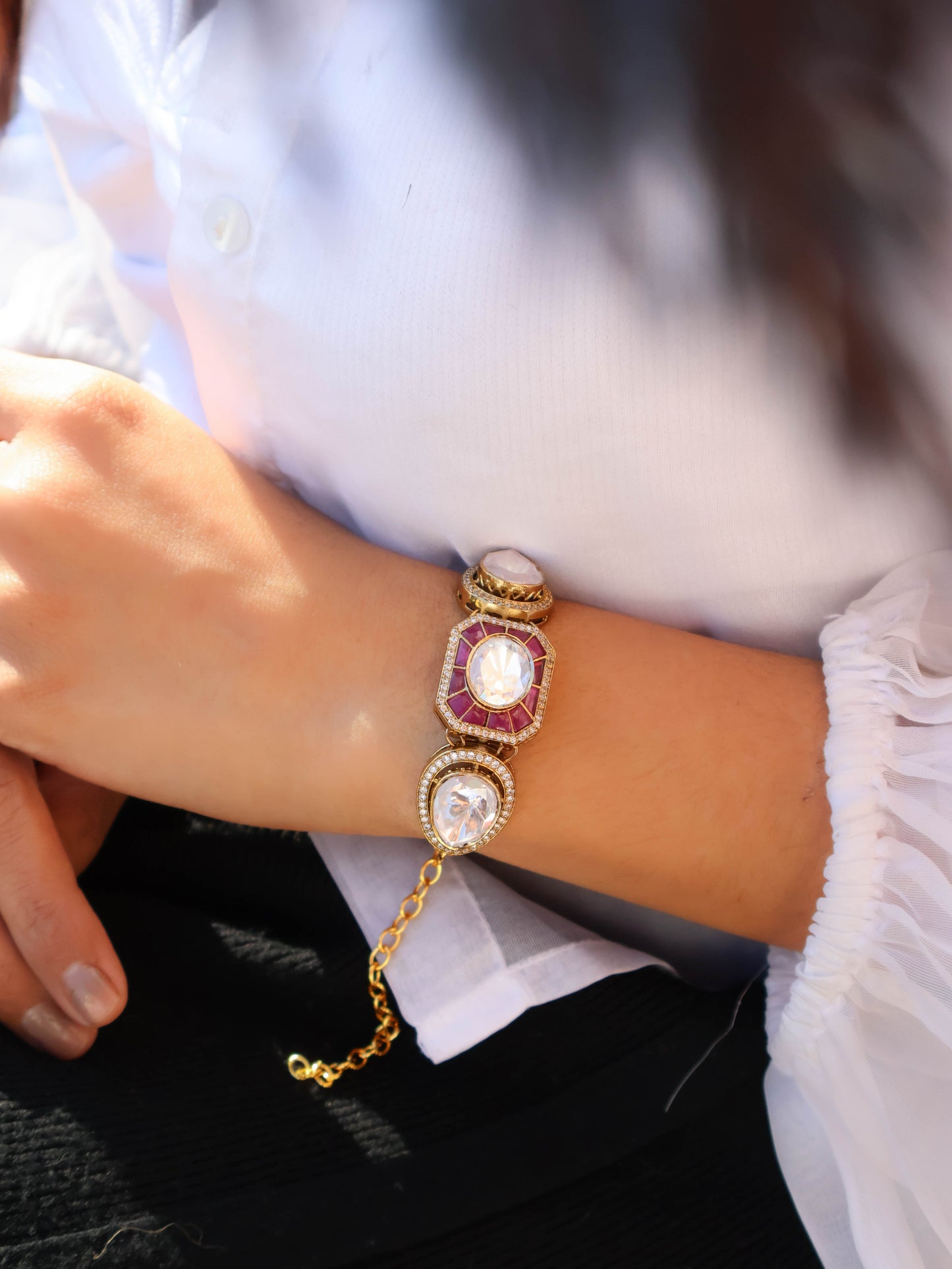 Hunar Pink Polki Bracelet