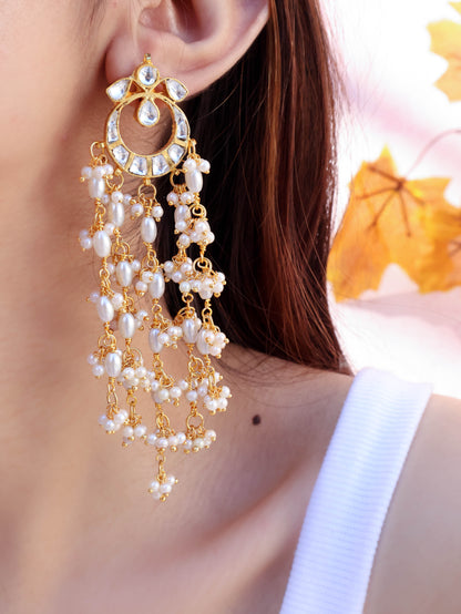 Vasal Kundan Pearl Earrings