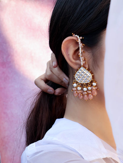 Uzma Pink Chandbali Earrings