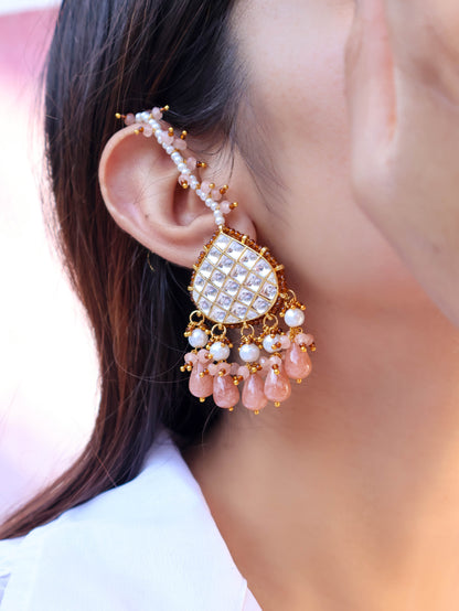 Uzma Pink Chandbali Earrings