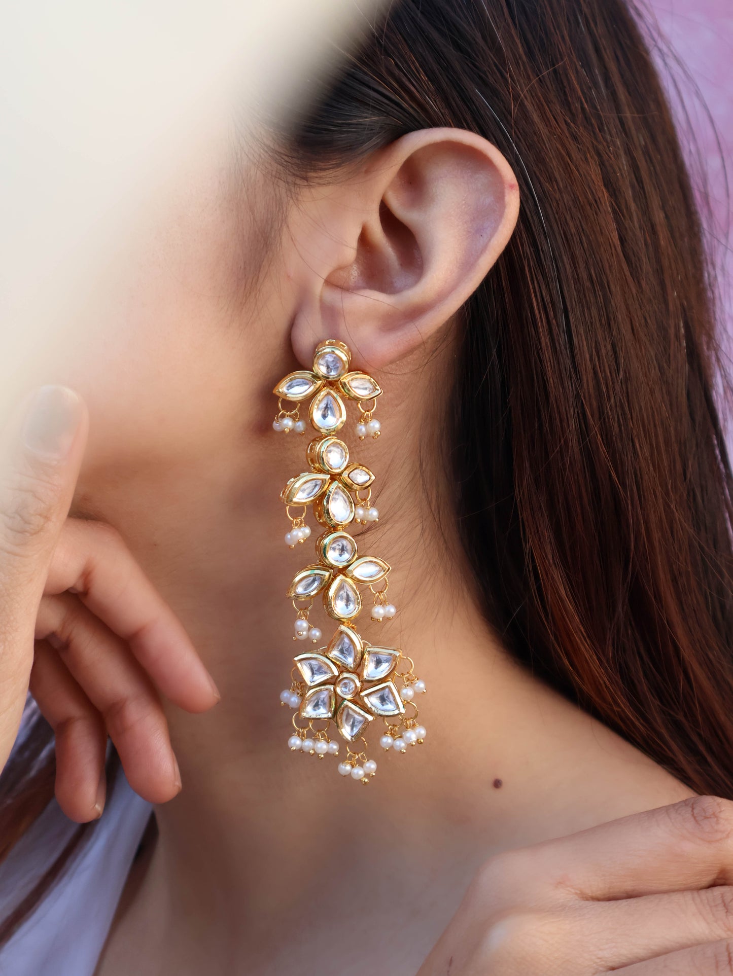 Imroz Kundan Pearl Earrings