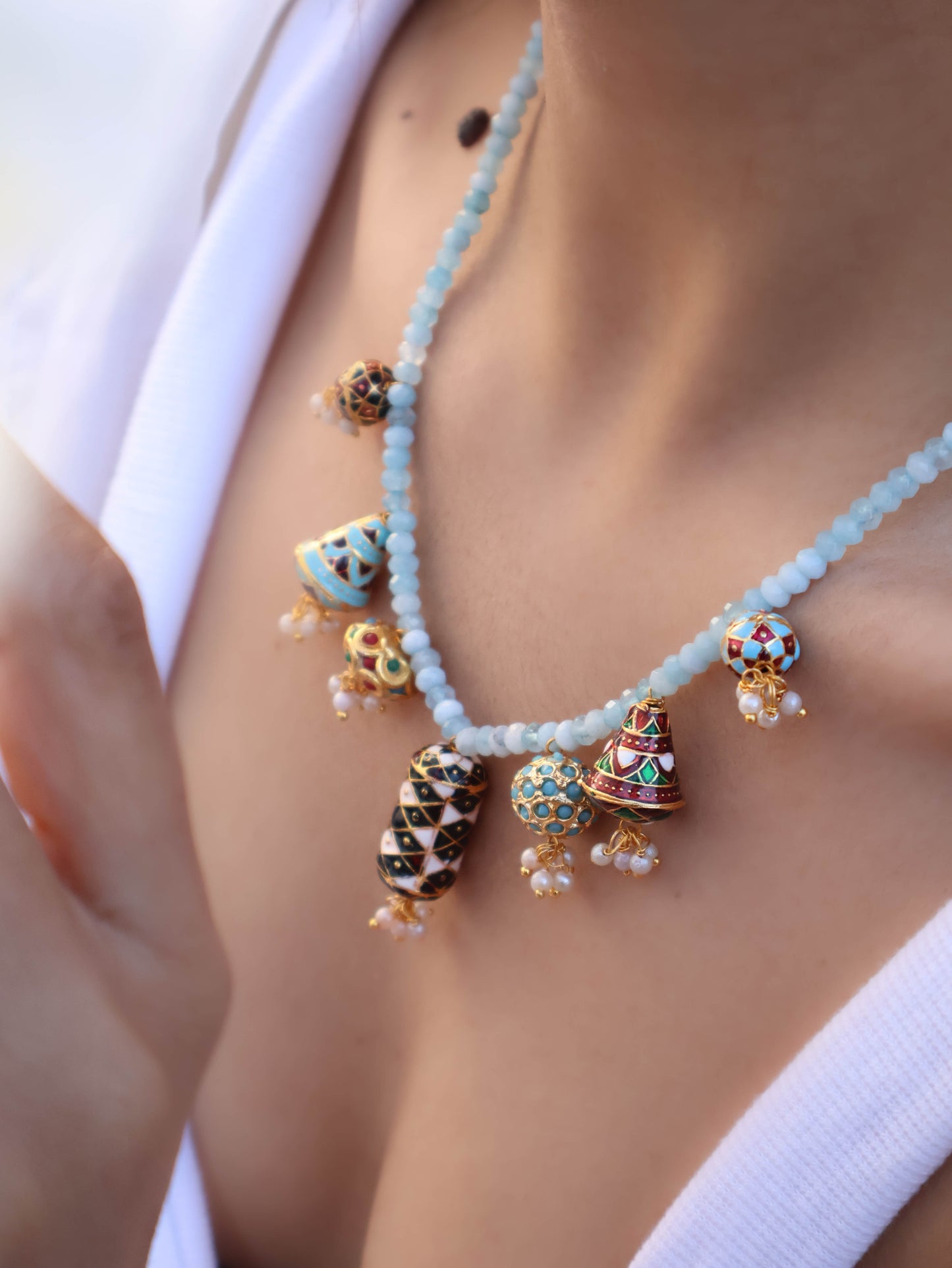 Parisa Blue Meenakari Necklace