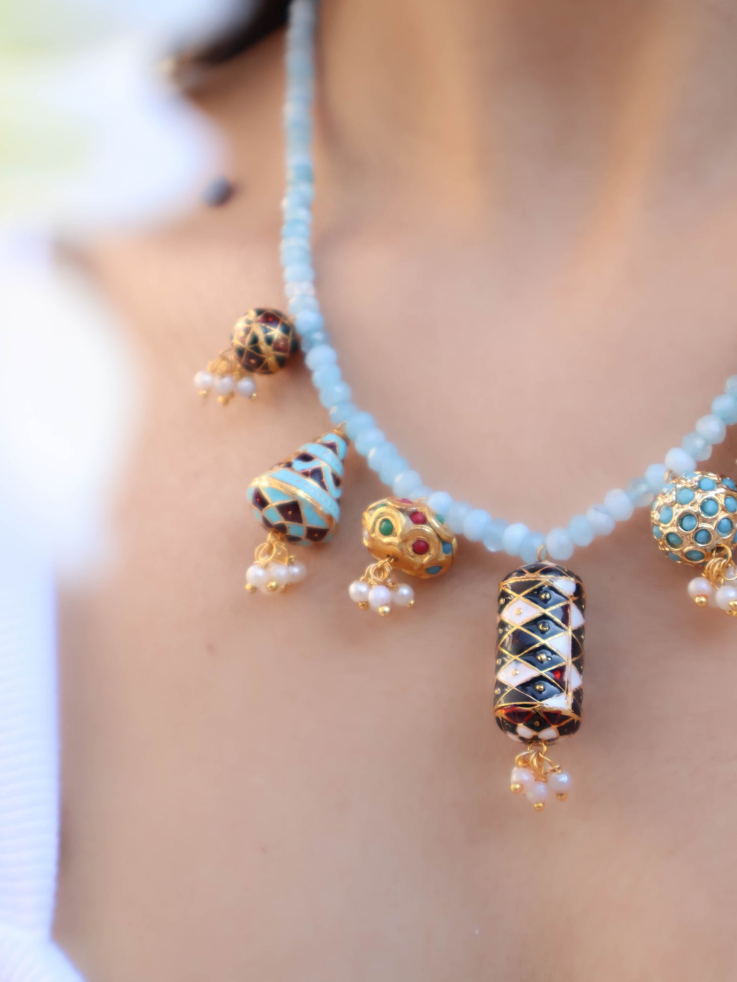 Parisa Blue Meenakari Necklace