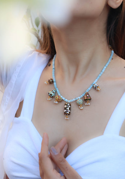 Parisa Blue Meenakari Necklace