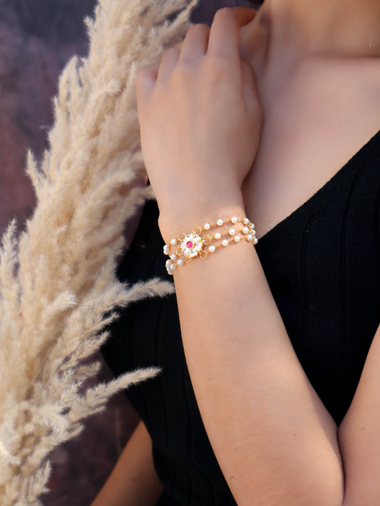 Agatha Pink Kundan Bracelet