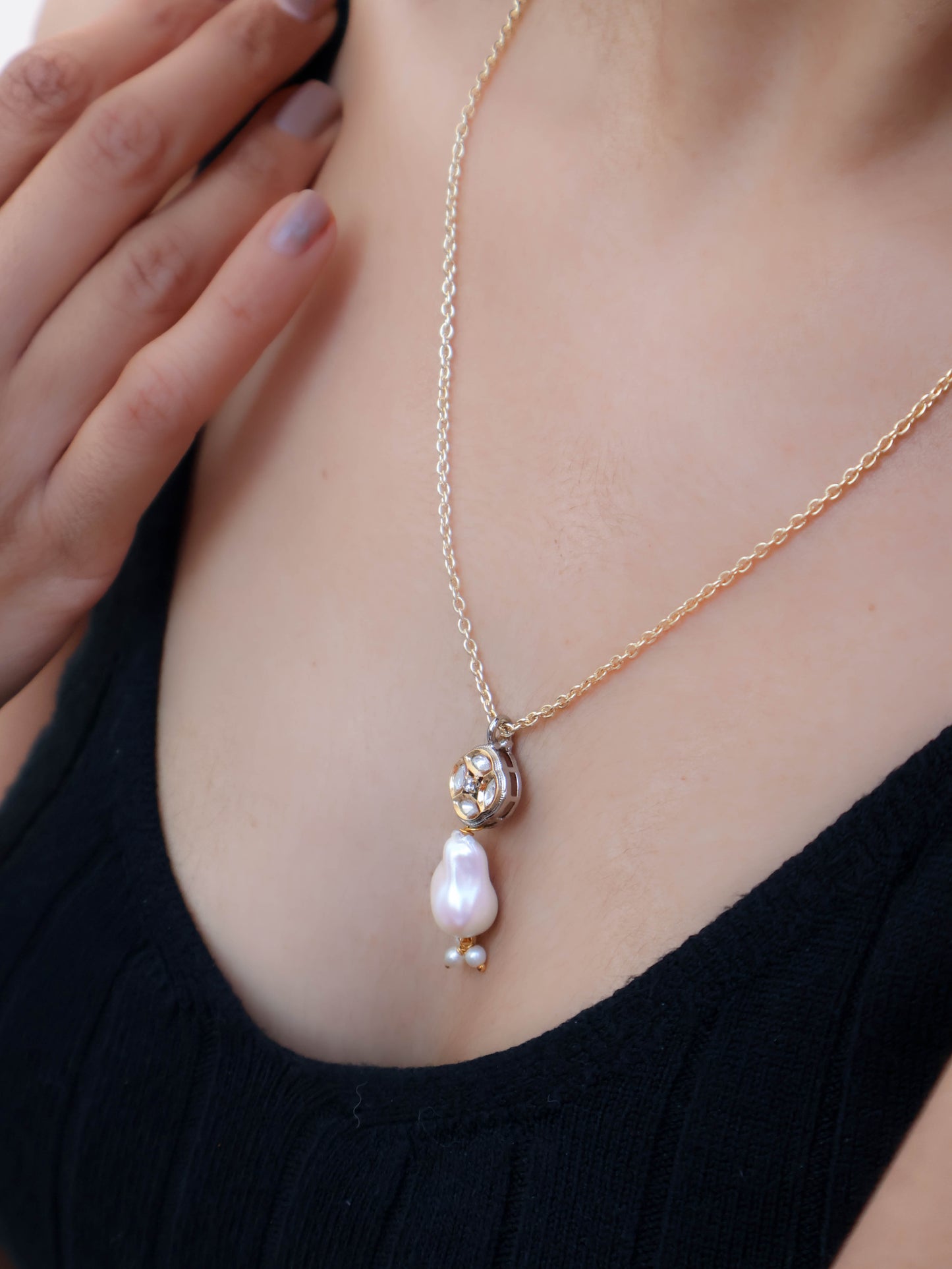 Arisha Polki Baroque Pearl Pendant Necklace