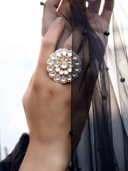 Mizo Floral Kundan Ring