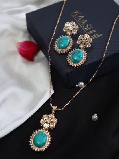 Reem Turquoise Pendant Necklace Set
