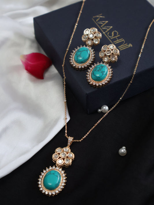 Reem Turquoise Pendant Necklace Set