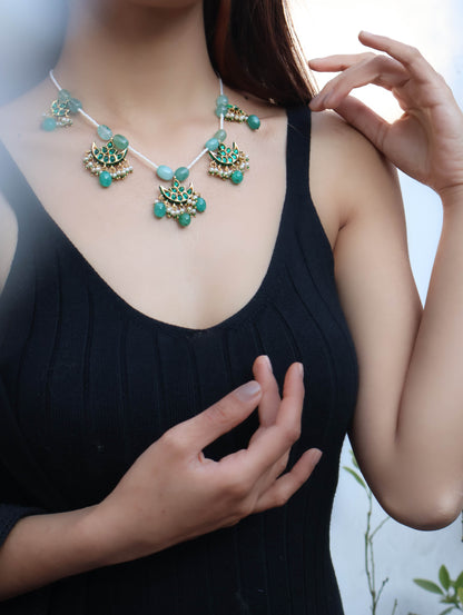 Sanam Green Kundan Necklace