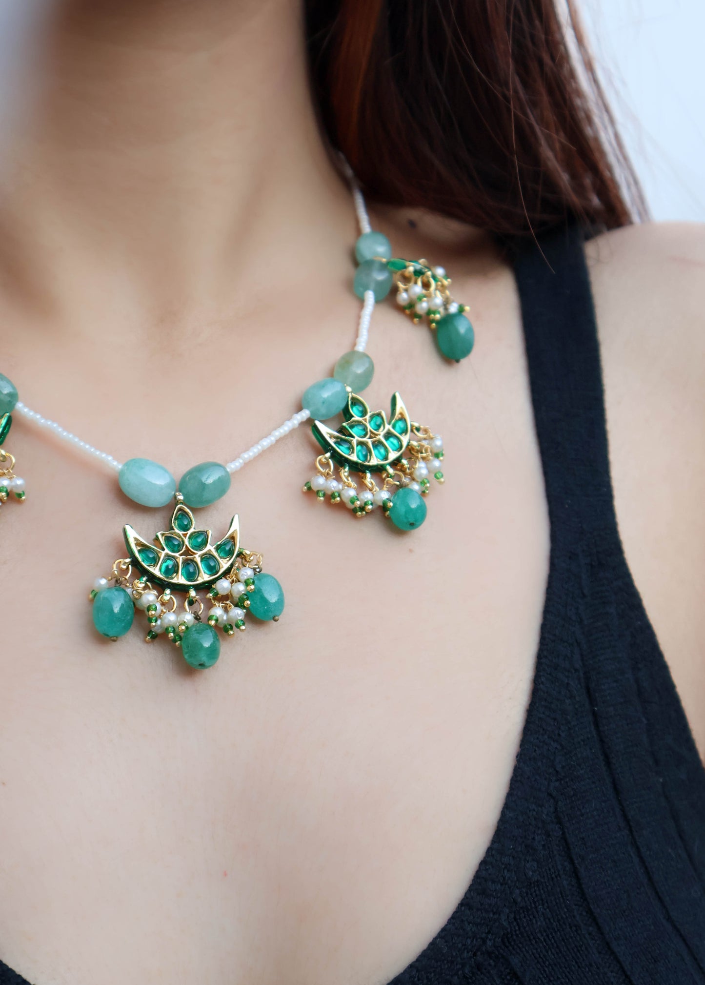 Sanam Green Kundan Necklace