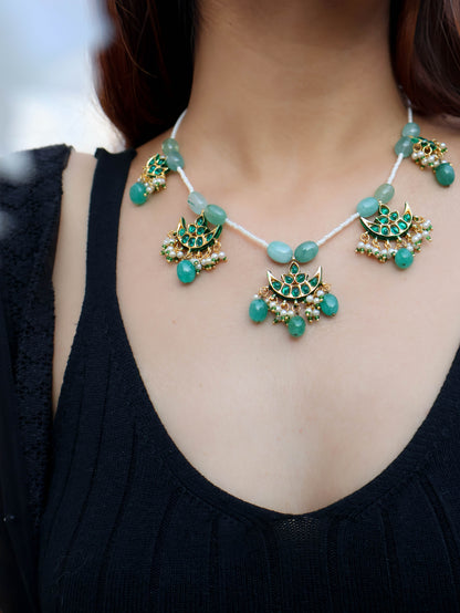 Sanam Green Kundan Necklace