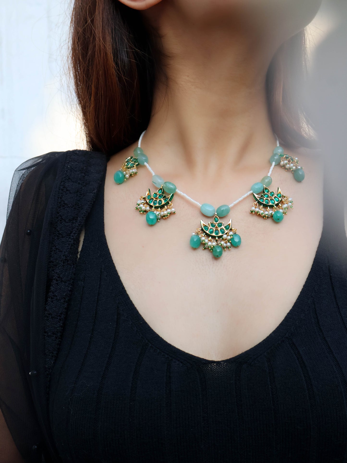 Sanam Green Kundan Necklace