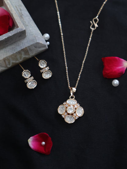 Eshal Polki Pendant Necklace Set
