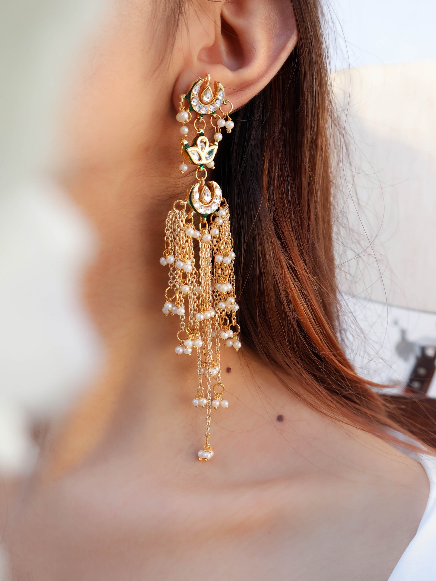 Lara Pearl Kundan Earrings