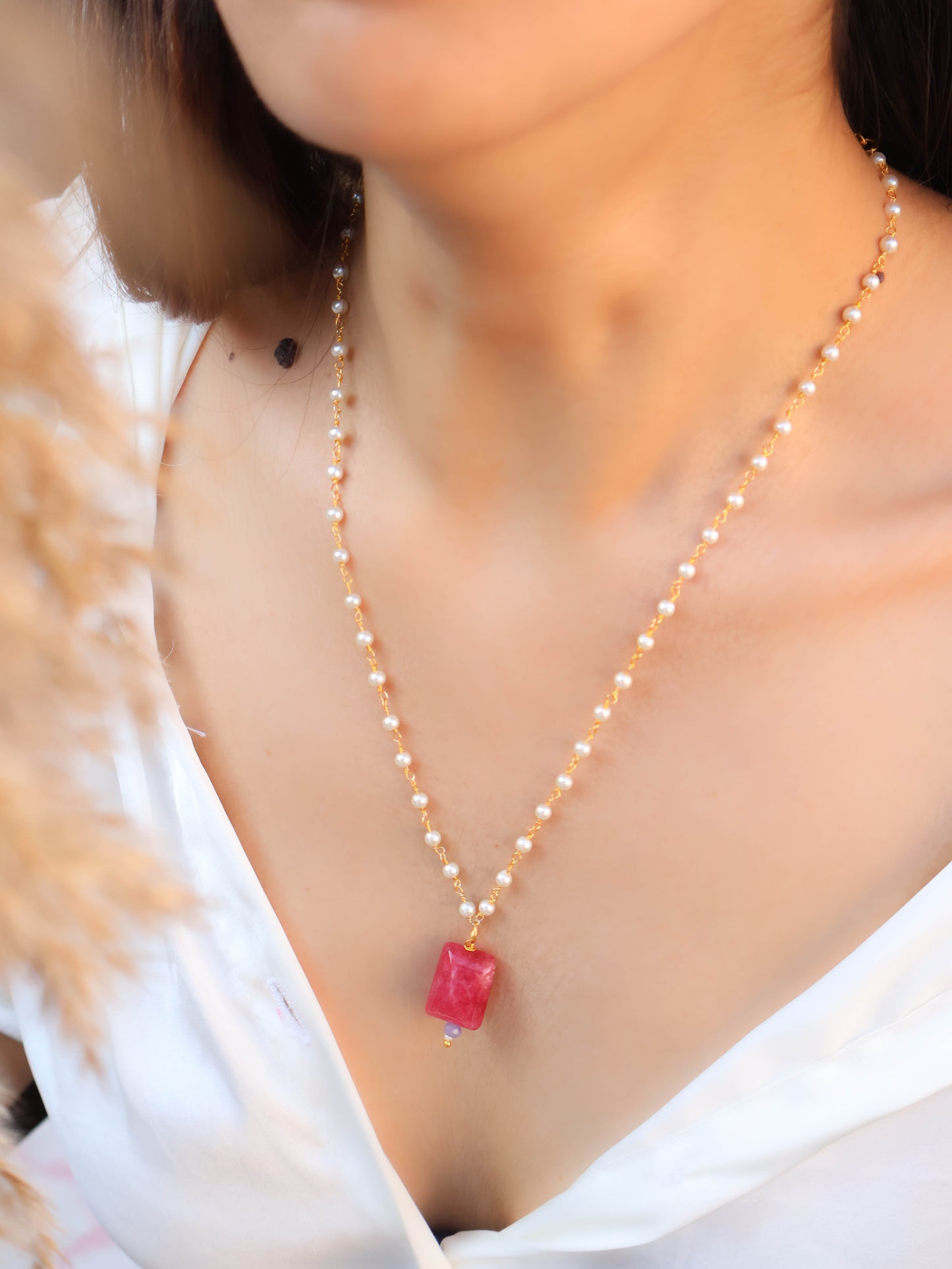 Misbah Red Pendant Necklace