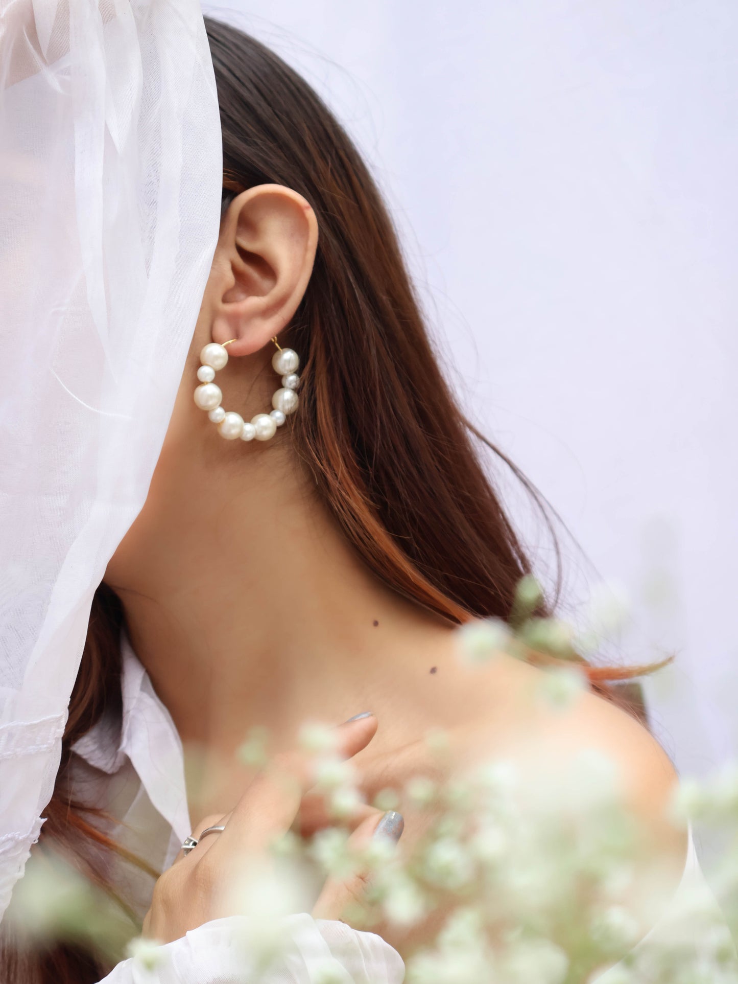 Emaan Pearl Hoop Earrings