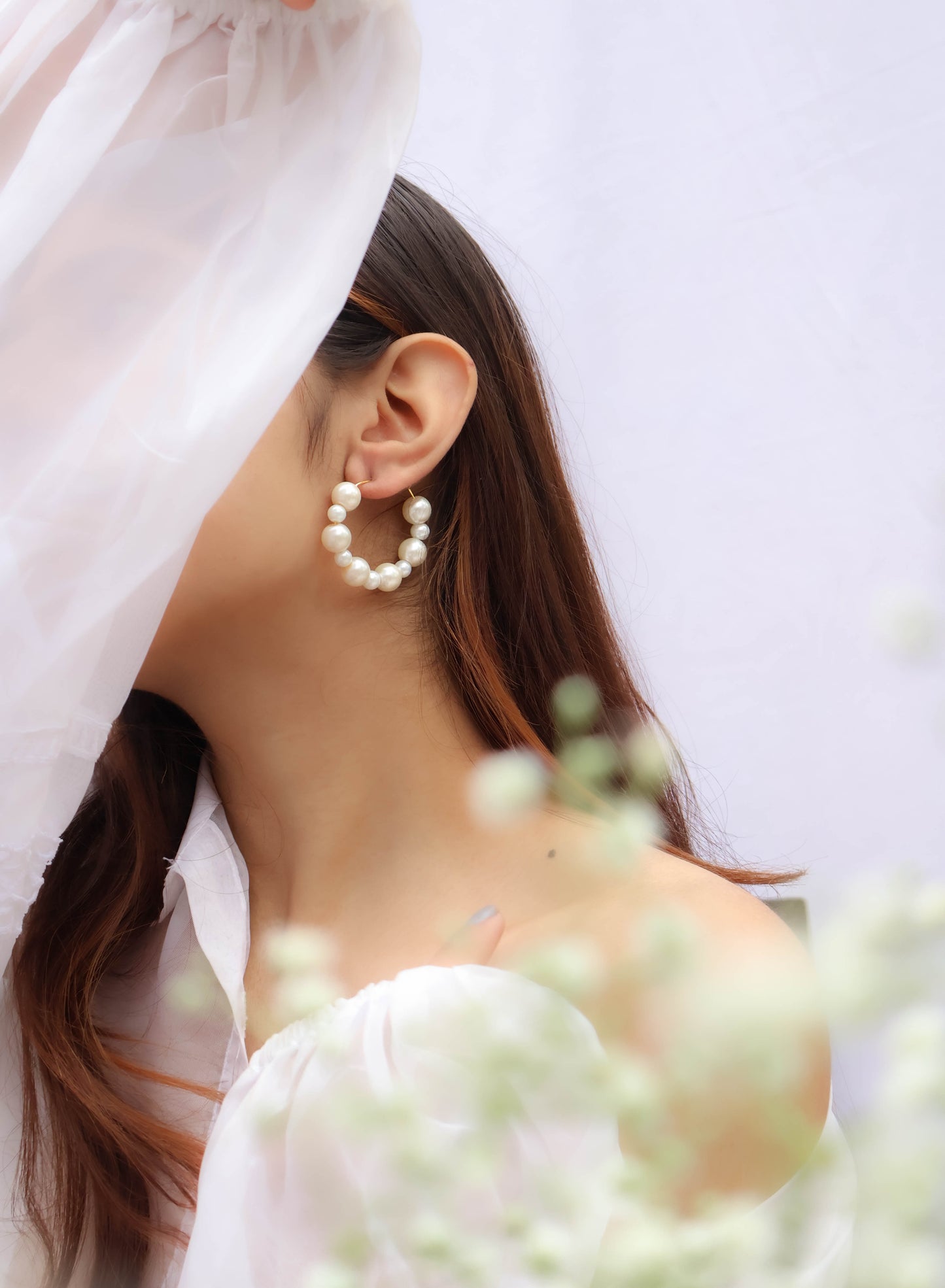 Emaan Pearl Hoop Earrings