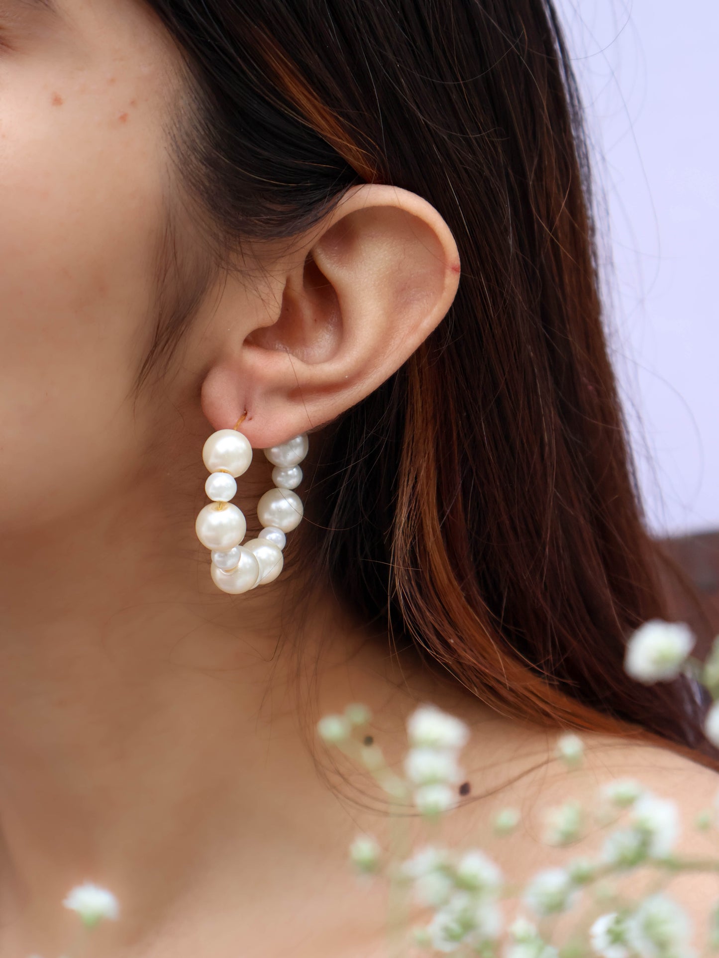 Emaan Pearl Hoop Earrings