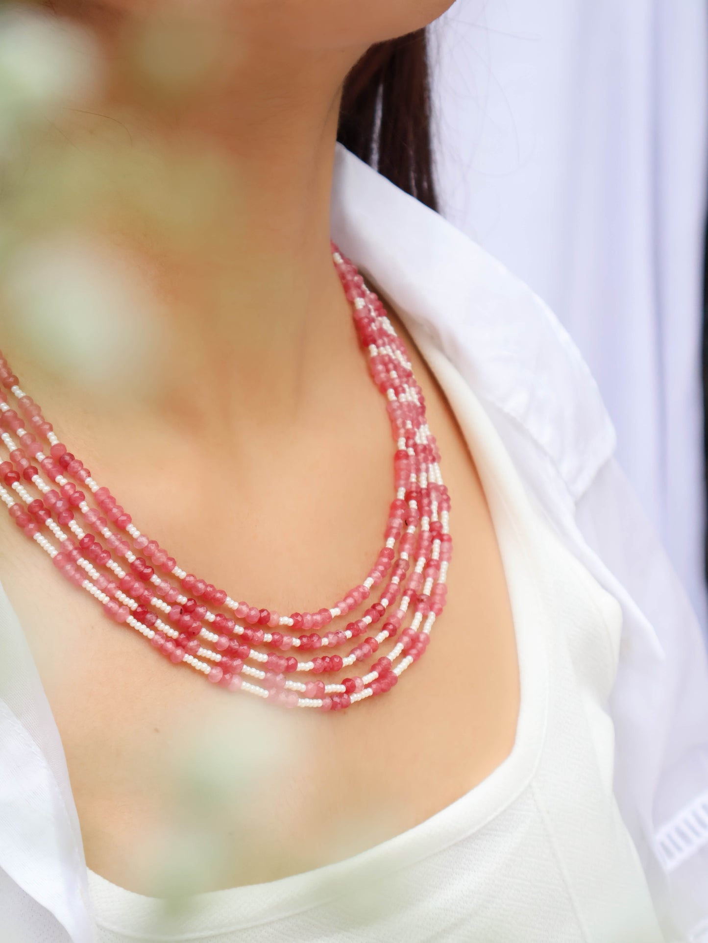 Qala Pink Multilayered Necklace