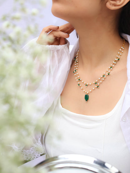 Hanifa Green Multilayered Necklace