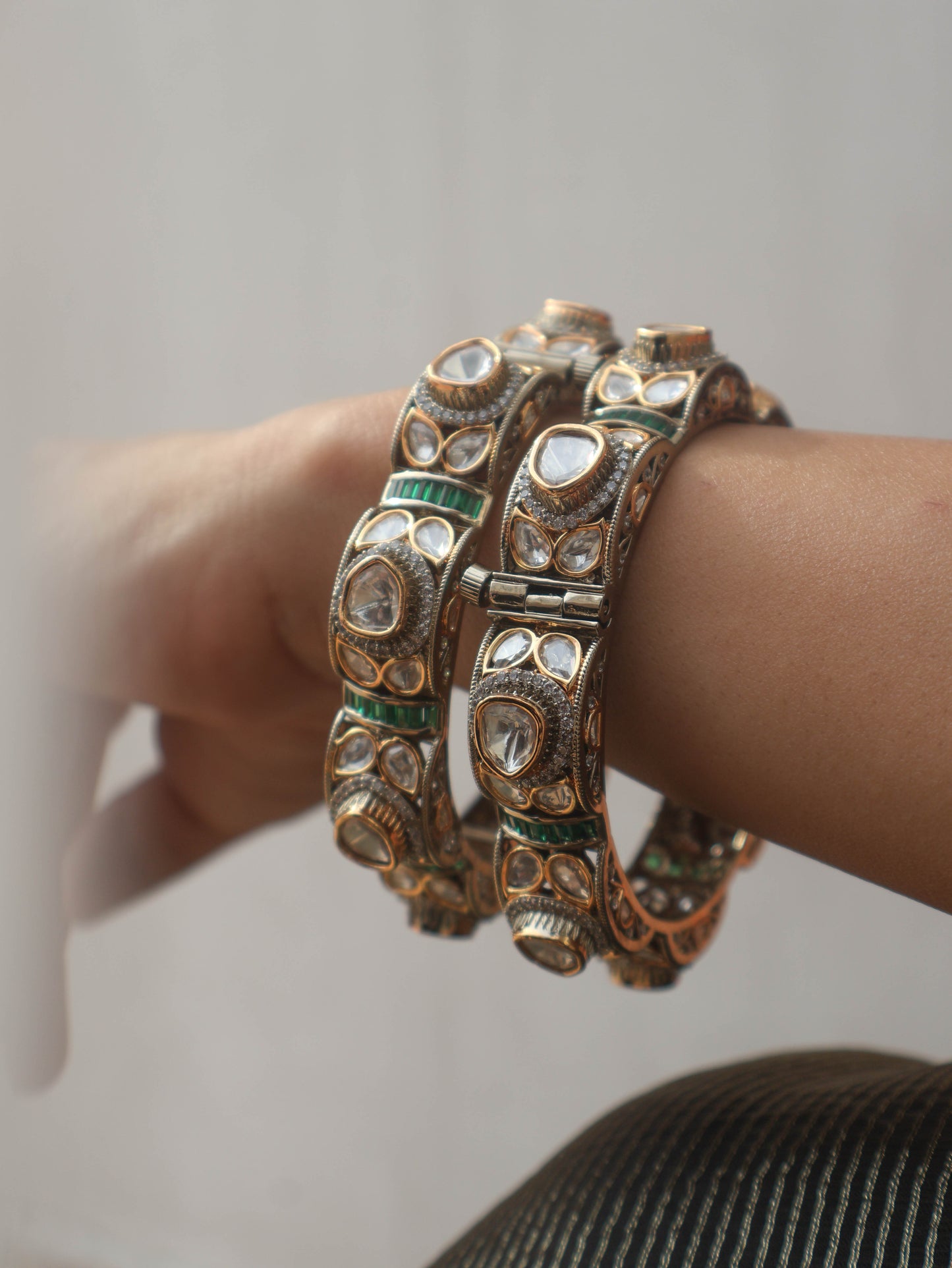 Emiko Green Polki Bangles - Set of 2