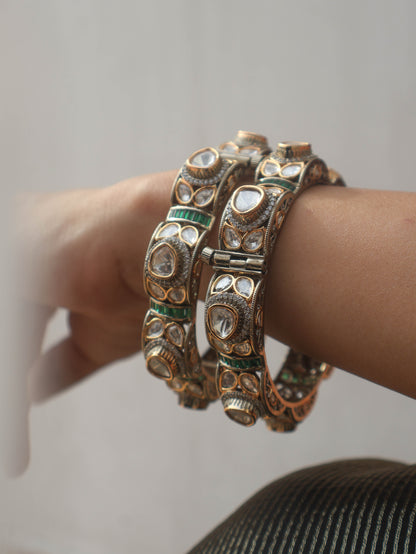 Emiko Green Polki Bangles - Set of 2
