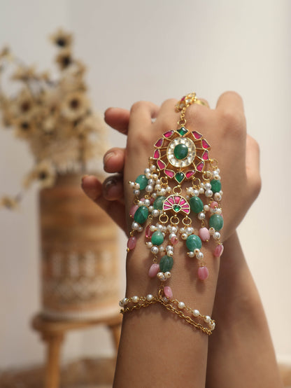 Fiora Kundan Multicolour Hathphool