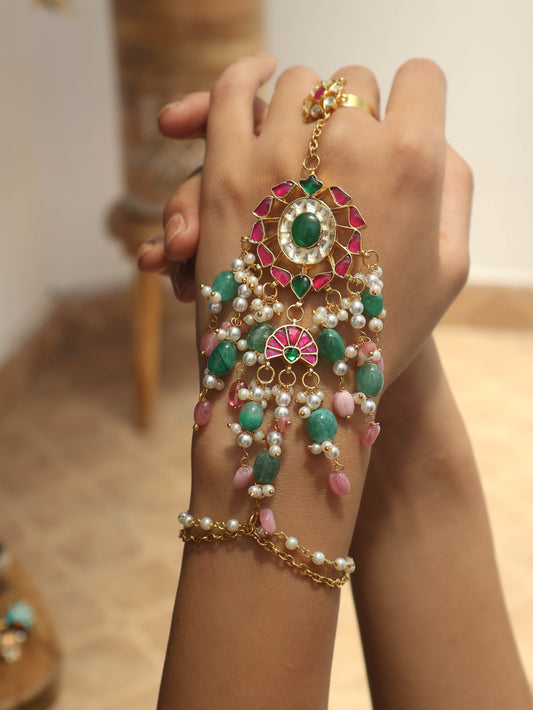 Fiora Kundan Multicolour Hathphool