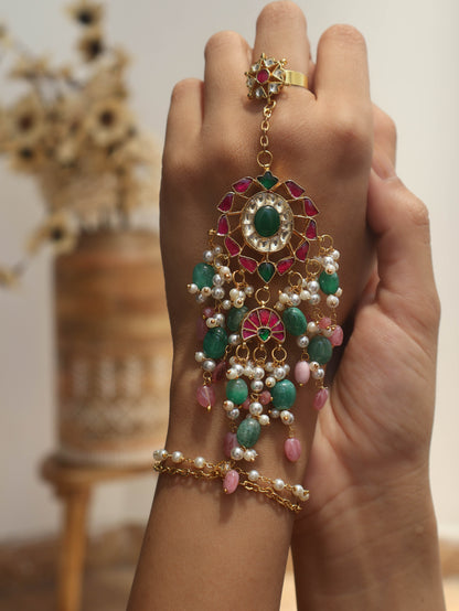 Fiora Kundan Multicolour Hathphool