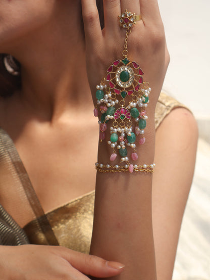 Fiora Kundan Multicolour Hathphool