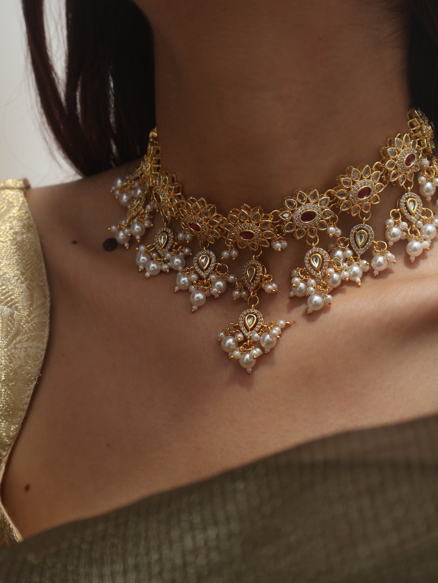 Purva Red Kundan Necklace