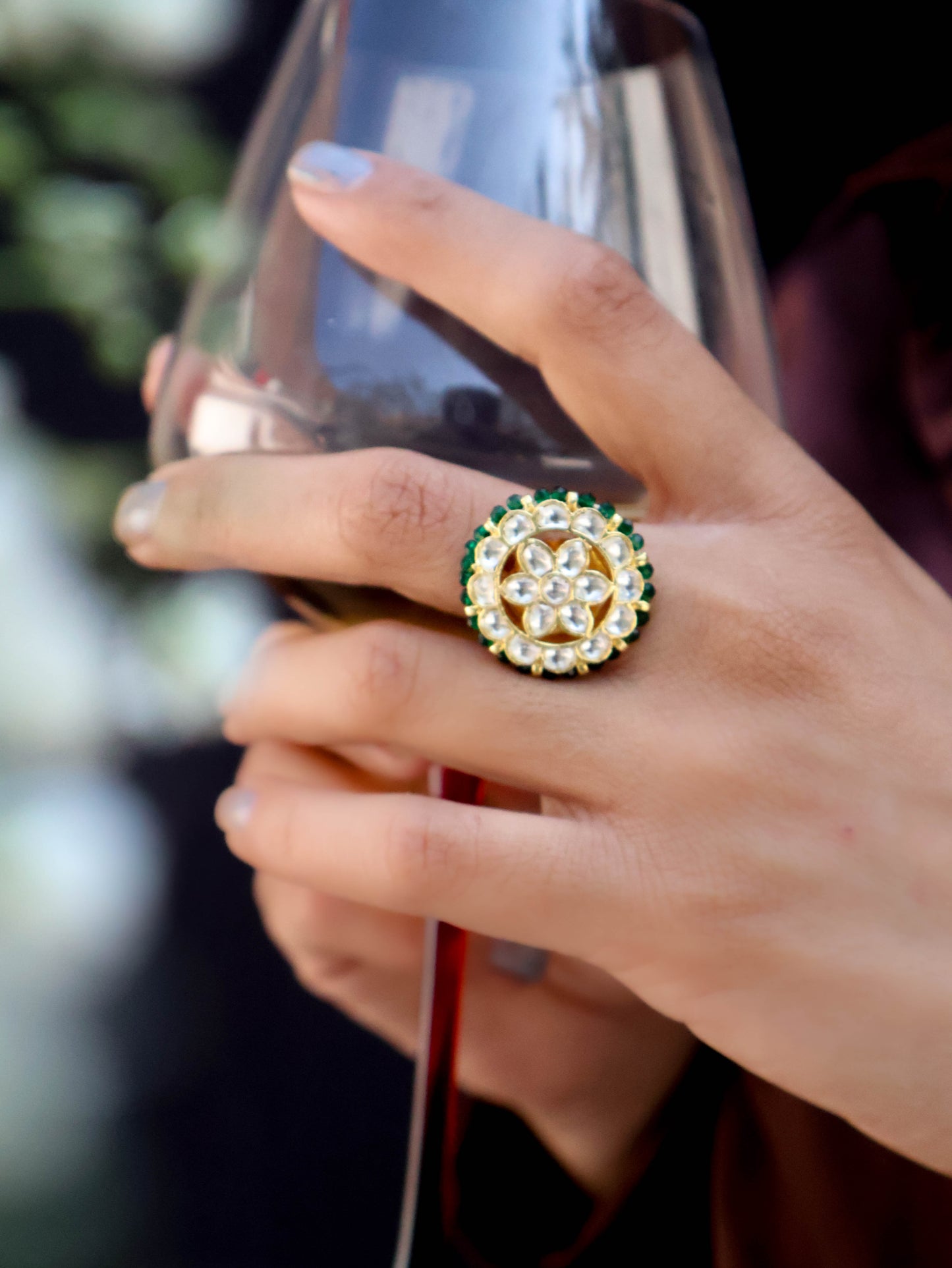 Aida Floral Kundan Ring