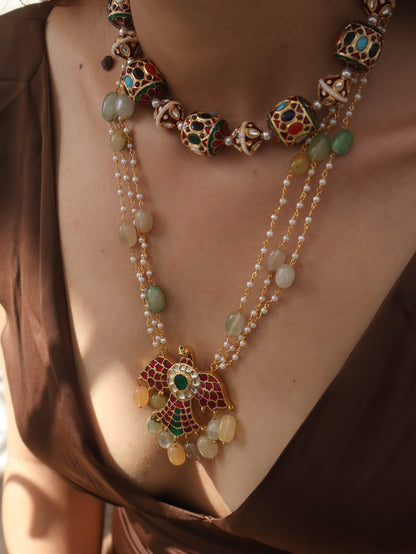 Rhea Multicoloured Kundan Choker & Pendant Necklace