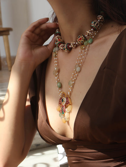 Rhea Multicoloured Kundan Choker & Pendant Necklace