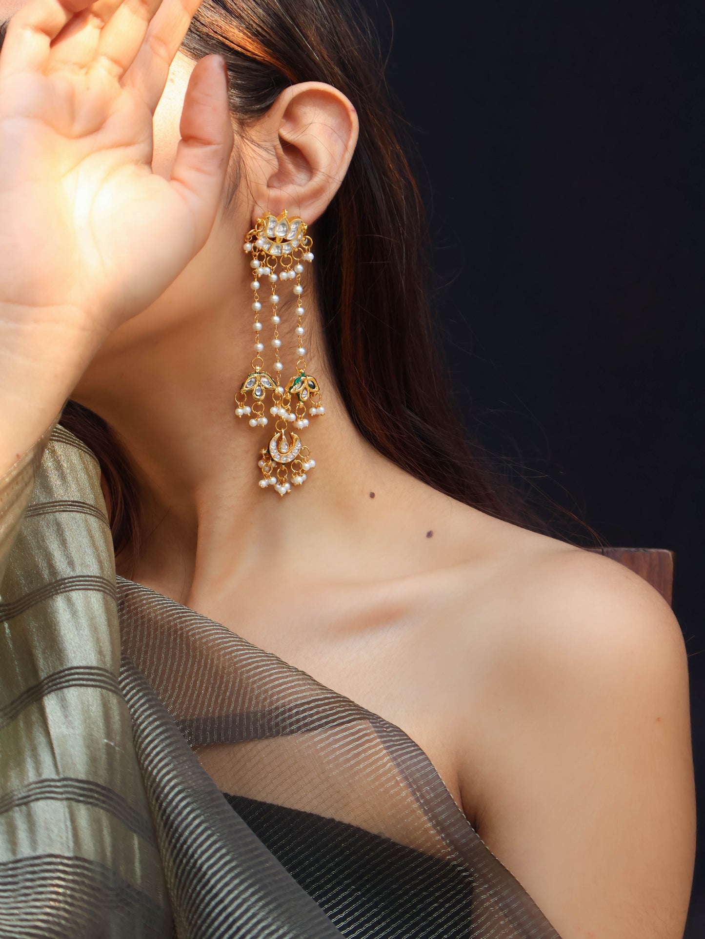 Tasnim Meenakari Kundan Earrings