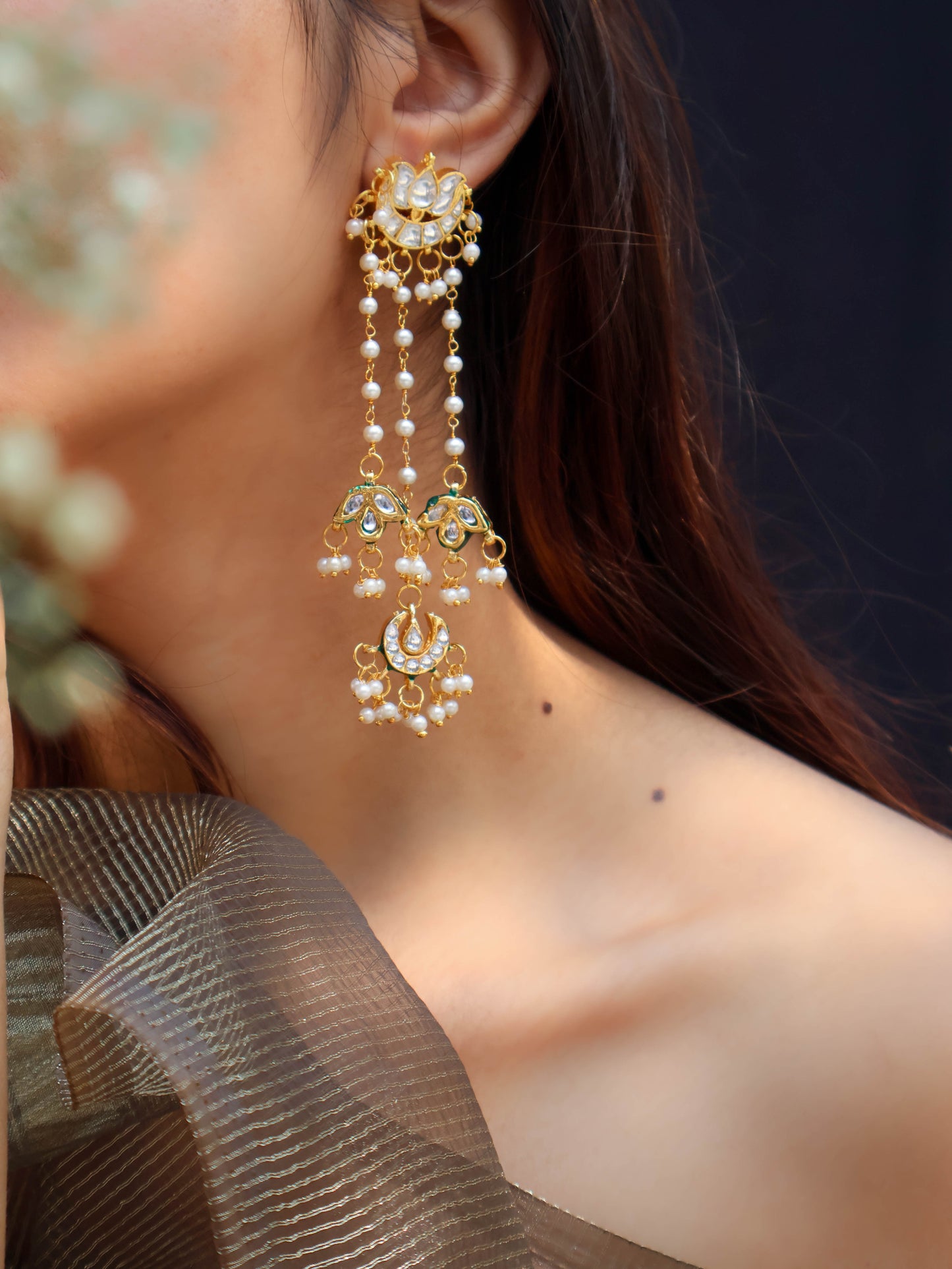 Tasnim Meenakari Kundan Earrings