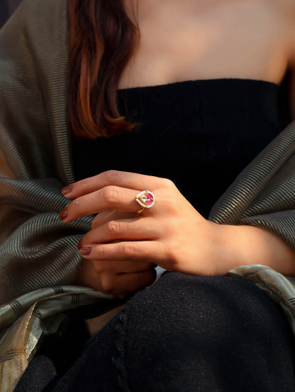 Wadia Red Kundan Ring