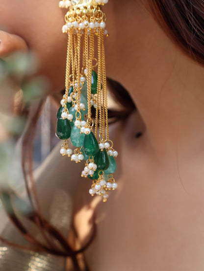 Zaria Kundan Green Jhumka Earrings