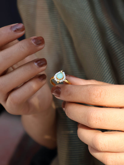 Fiza Turquoise Kundan Ring