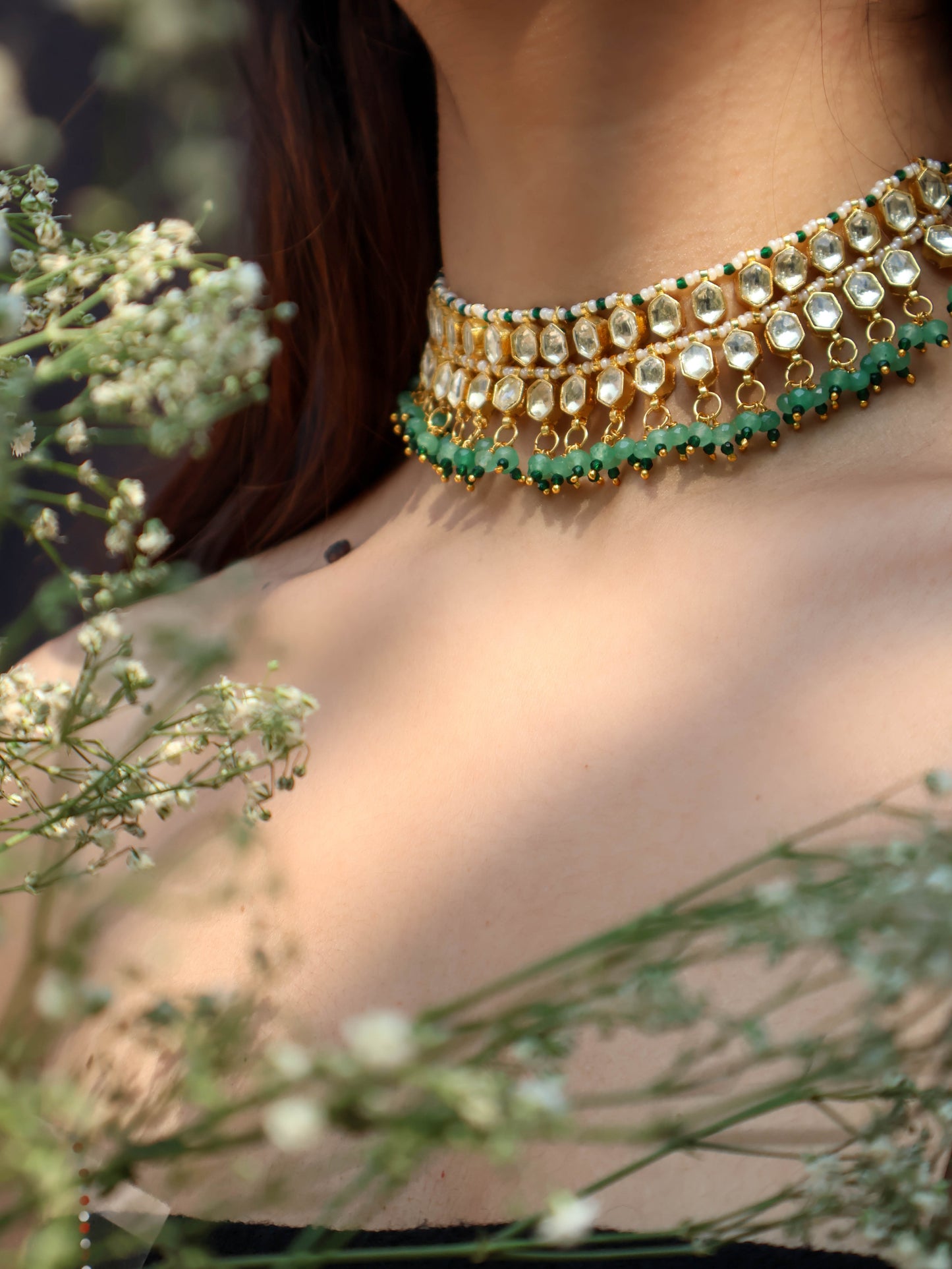 Zufra Kundan Mint Green Necklace