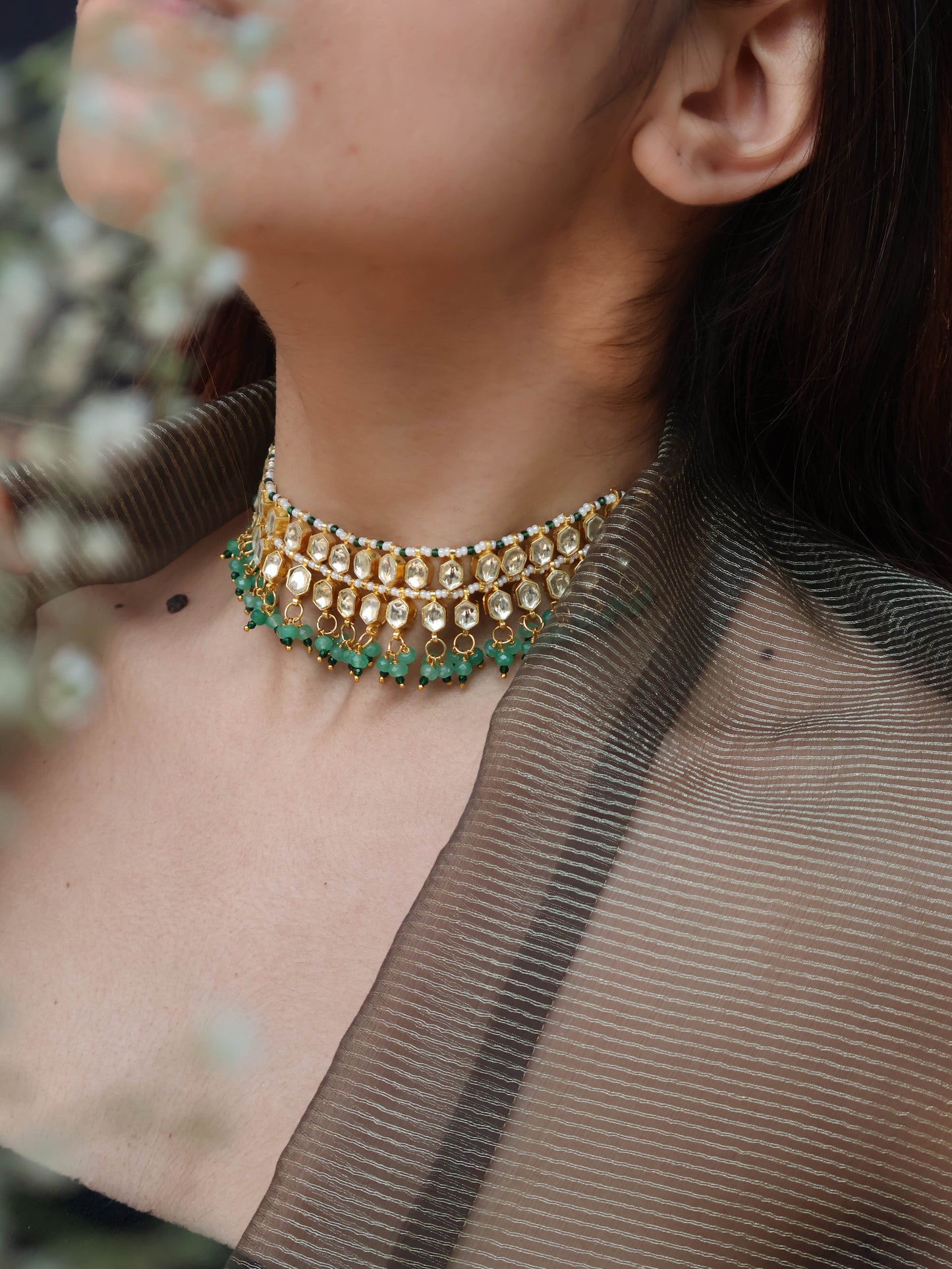 Zufra Kundan Mint Green Necklace