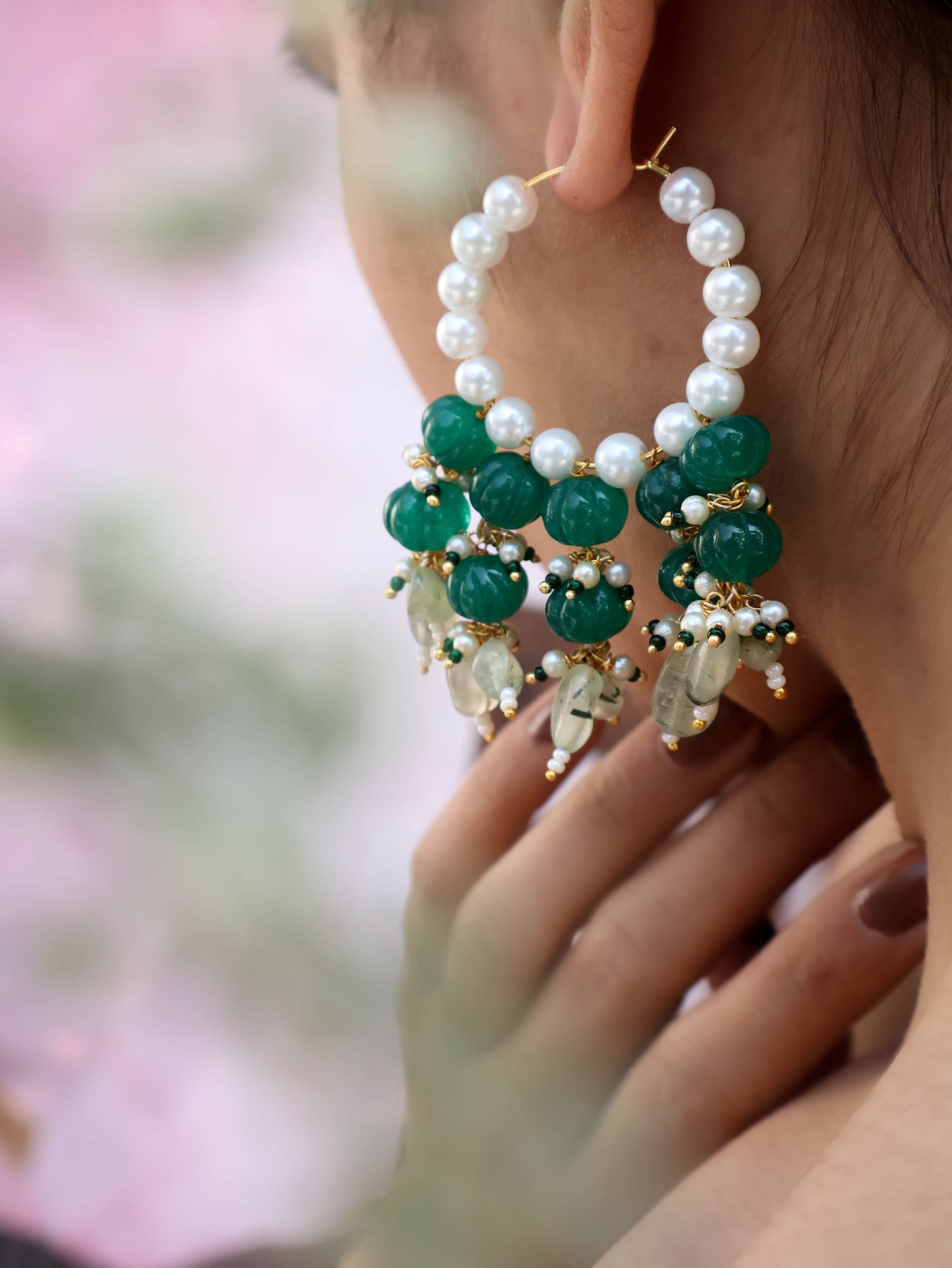 Dalira Green Chandbali Earrings