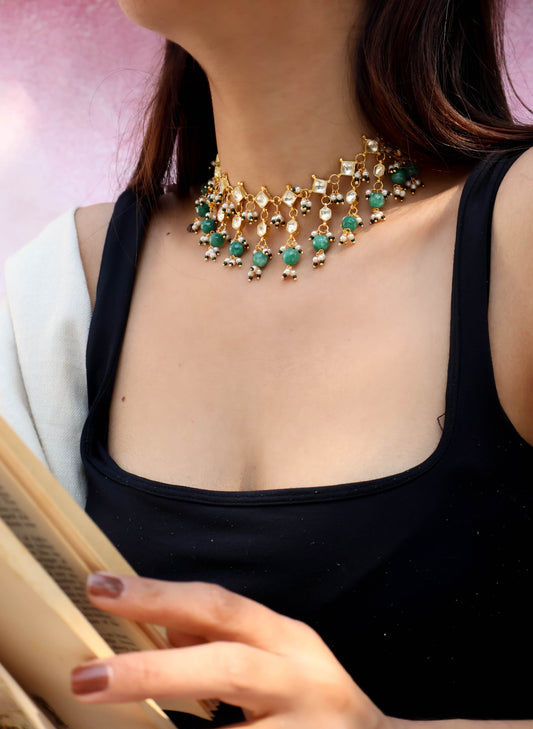 Mirza Green Kundan Choker Necklace