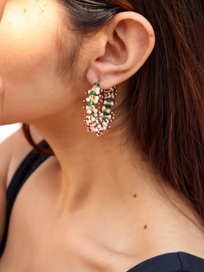 Mailna Green Chandbali Earrings